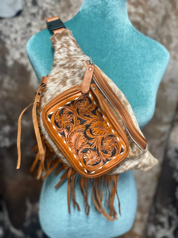 Cowhide Leather Tooled Fanny Pack