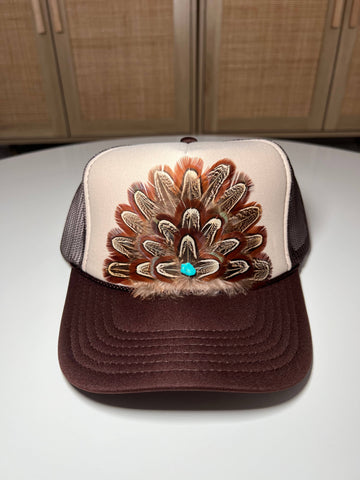 FEATHER Trucker Hat - Brown & Tan