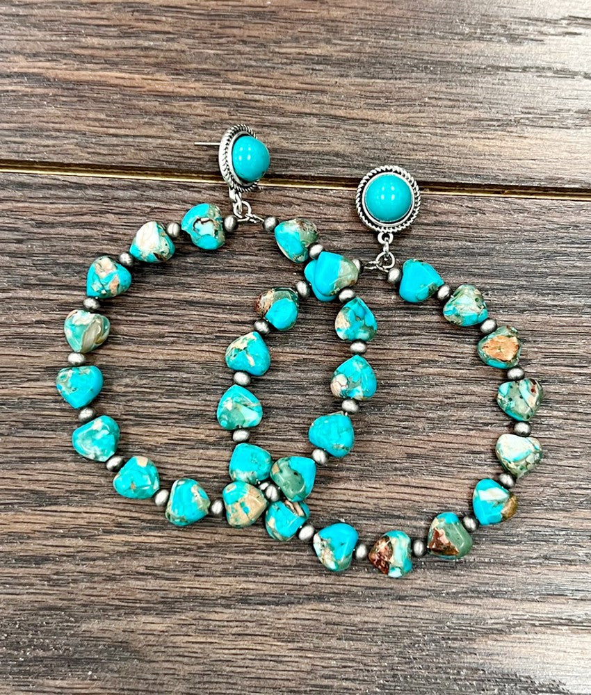 Turquoise Heart Gemstone Earrings