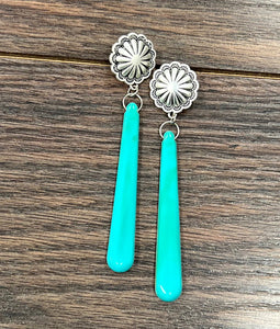 Long Turquoise Stone Earrings