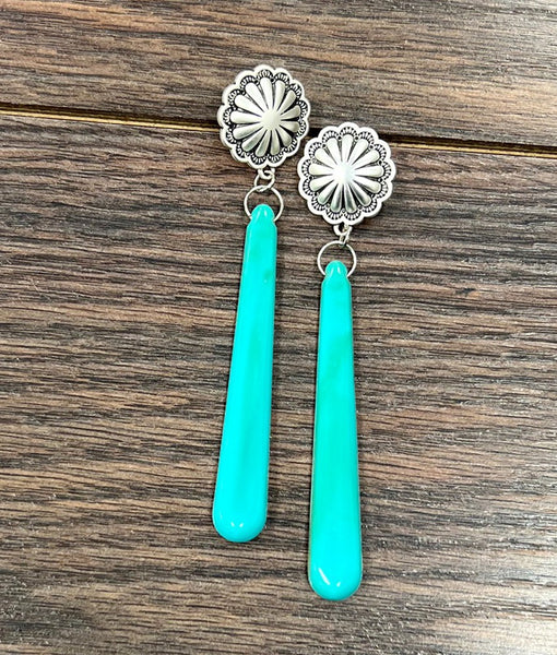 Long Turquoise Stone Earrings