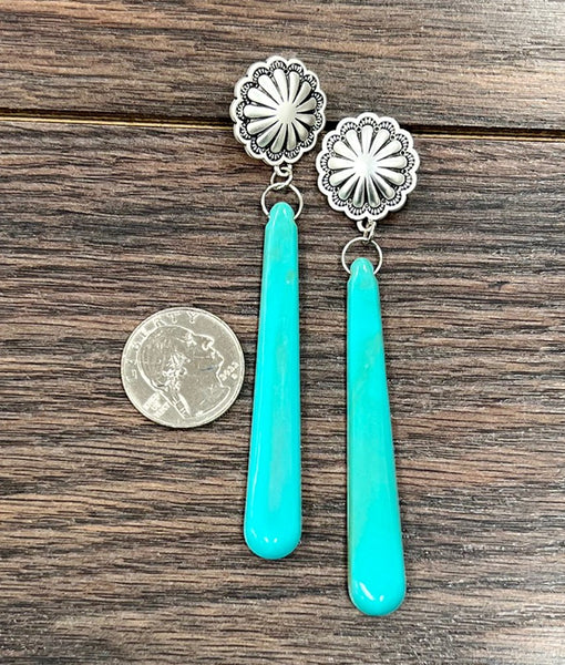 Long Turquoise Stone Earrings