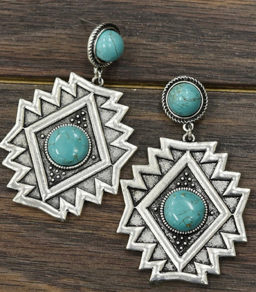 Tribal Turquoise Post Earrings