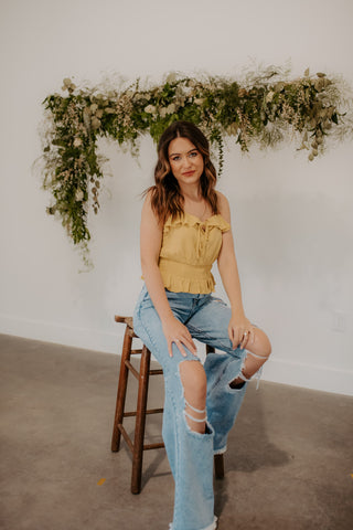 Yellow Ruffle Crop Top