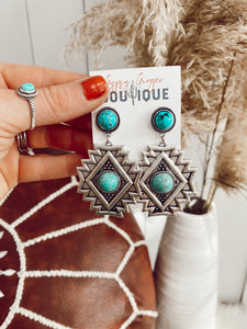 Tribal Turquoise Post Earrings